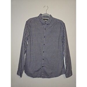 Banana Republic Mens Luxe Flannel Camden Fit Blue Plaid Button Up Classic Sz M